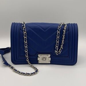 Badgley Mischka Blue Quilted Chain Shoulder Bag